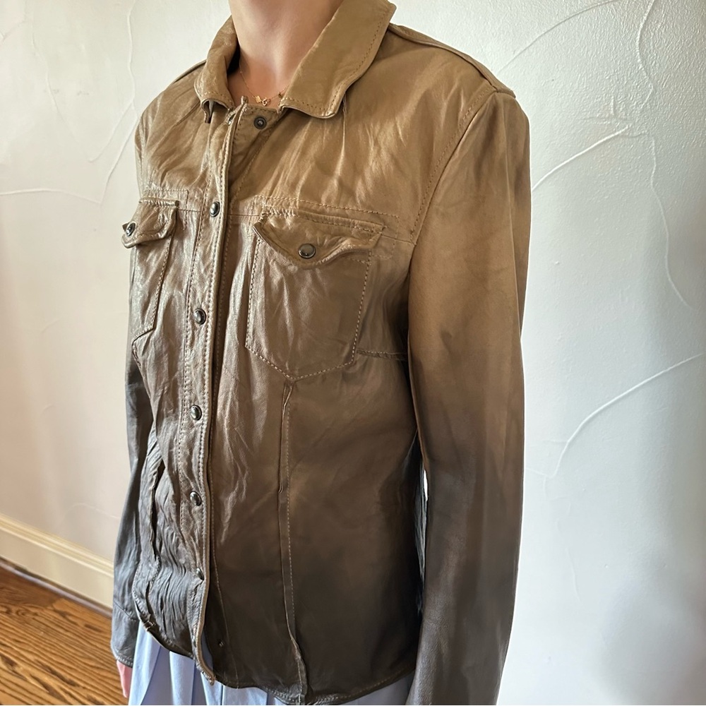 ALLSAINTS Brown Ombre Leather Shirt Jacket🌸 - Picture 13 of 13